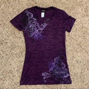 Purple women’s Harley Davidson vneck T-shirt